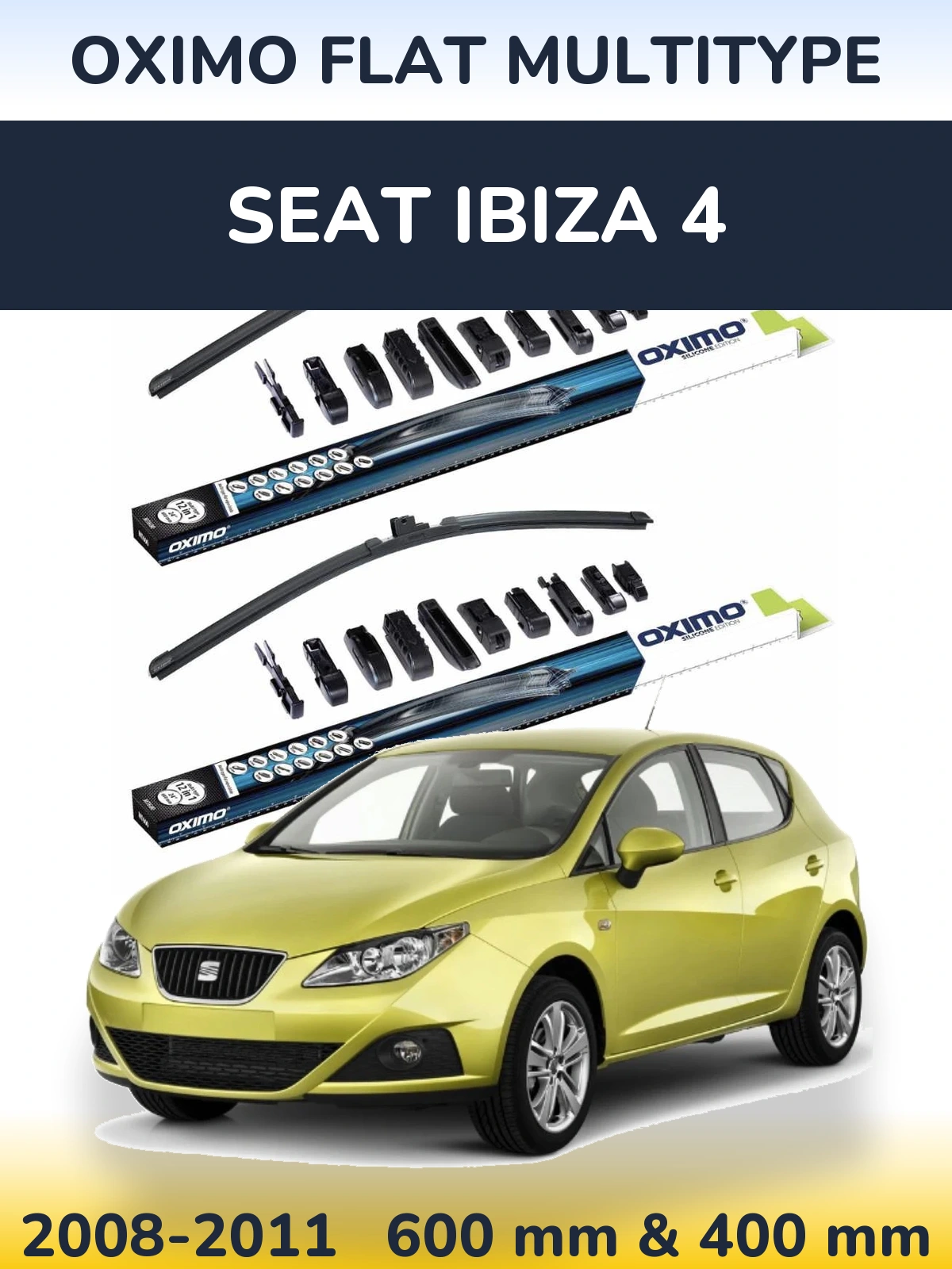 Sada předních stěračů Oximo Flat MultiType 600 a 400 mm pro SEAT Ibiza 4 2008-2011