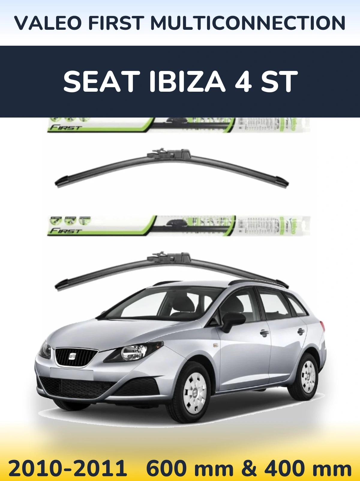 Комплект передніх щіток Valeo First MultiConnection 600 & 400 мм для SEAT Ibiza 4 ST 2010-2011