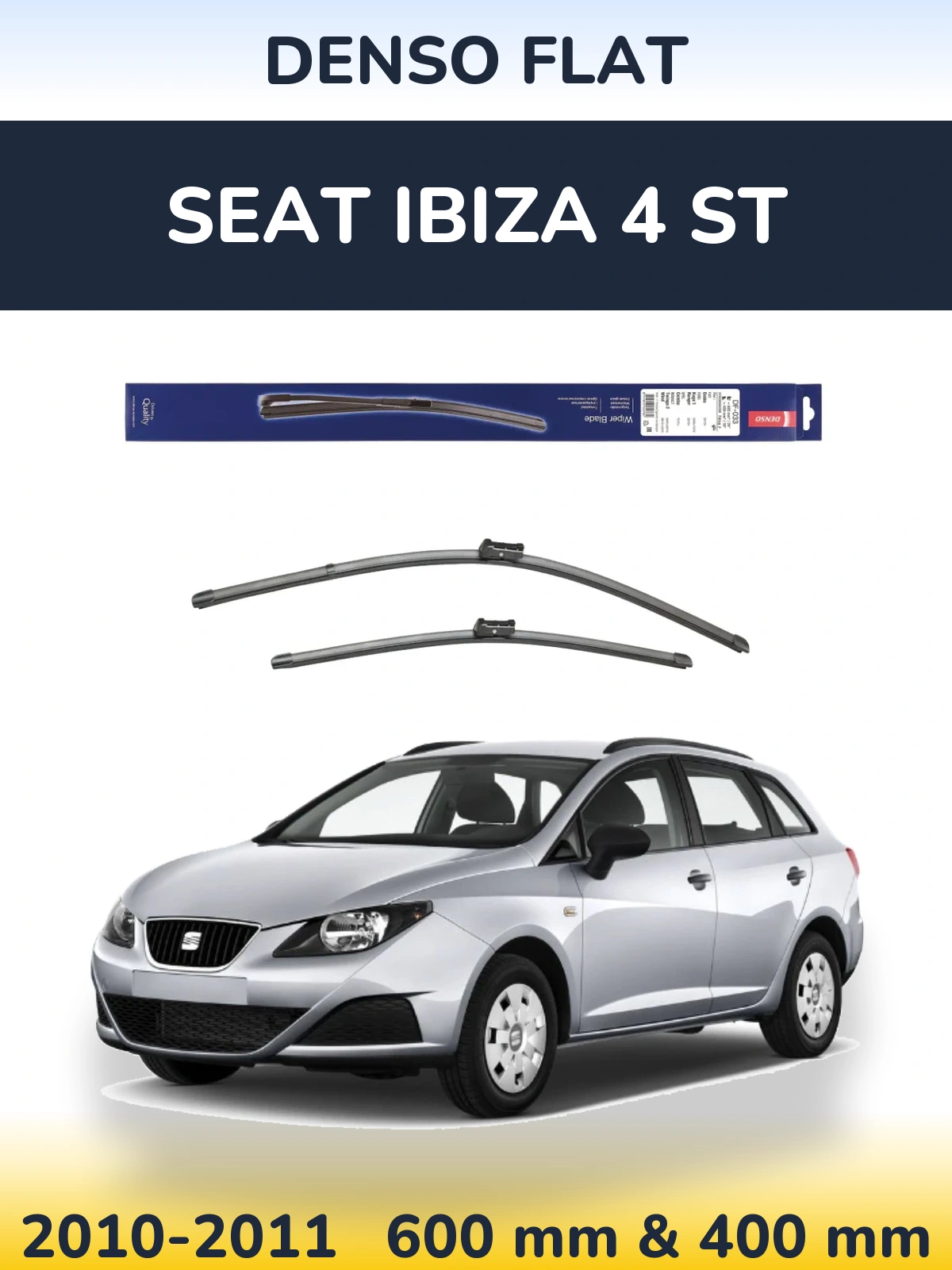Sada předních stěračů Denso Flat 600 a 400 mm pro SEAT Ibiza 4 ST 2010-2011
