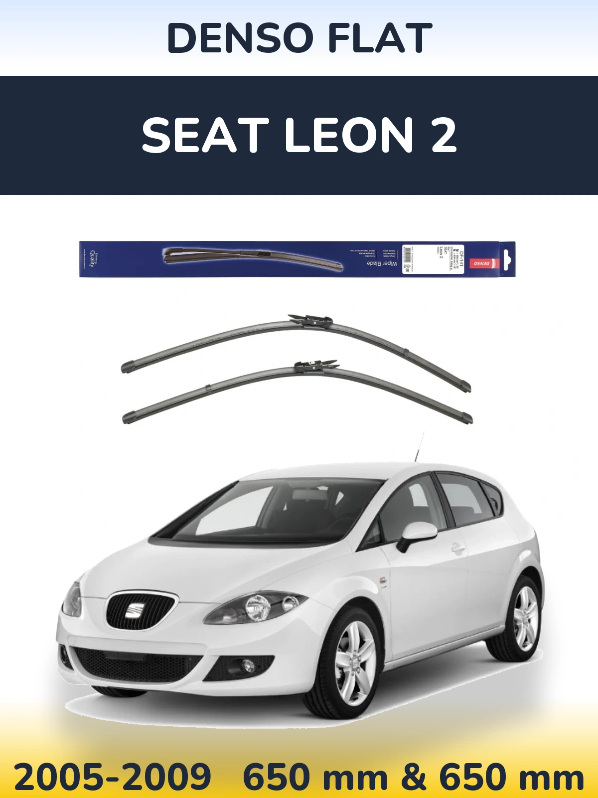 Sada předních stěračů Denso Flat 650 a 650 mm pro SEAT Leon 2 2005-2009