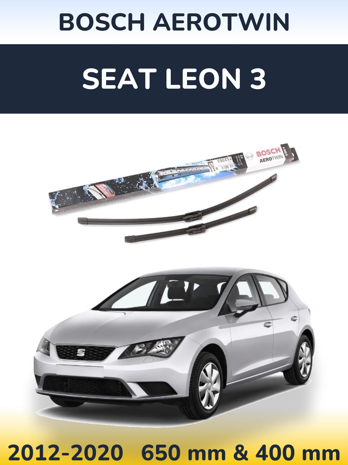 Sada předních stěračů BOSCH AeroTwin 650 a 400 mm pro SEAT Leon 3 2012-2020