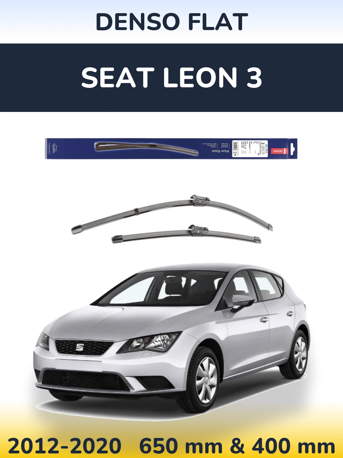Sada předních stěračů Denso Flat 650 a 400 mm pro SEAT Leon 3 2012-2020
