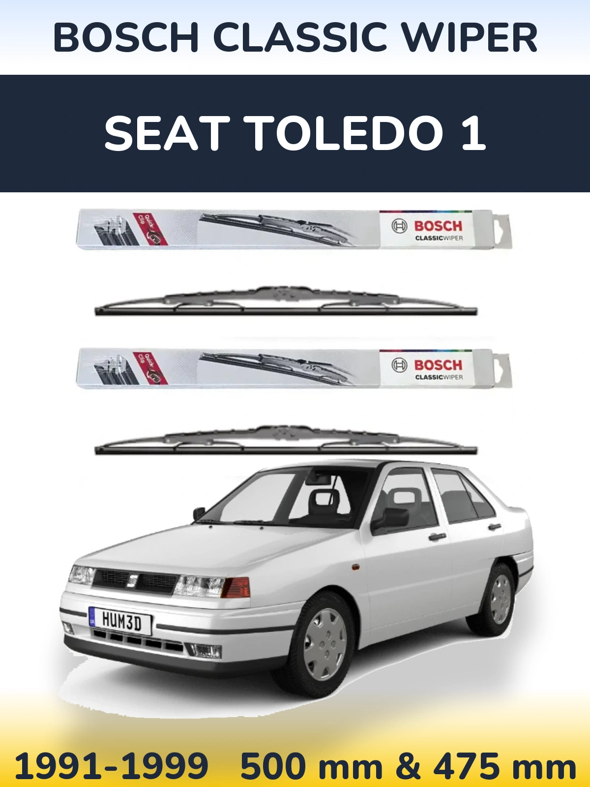 Sada předních stěračů BOSCH Classic Wiper 500 a 475 mm pro SEAT Toledo 1 1991-1999
