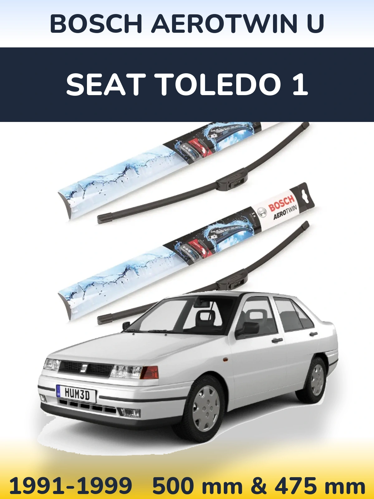 Sada předních stěračů BOSCH AeroTwin U 500 a 475 mm pro SEAT Toledo 1 1991-1999