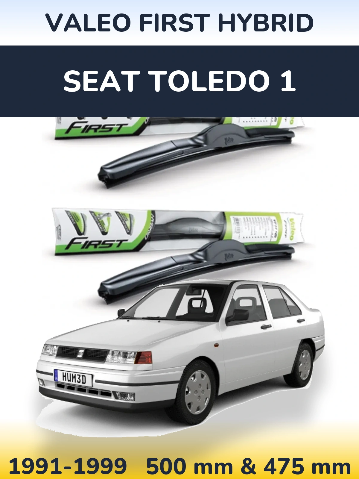Sada předních stěračů Valeo First Hybrid 500 a 475 mm pro SEAT Toledo 1 1991-1999