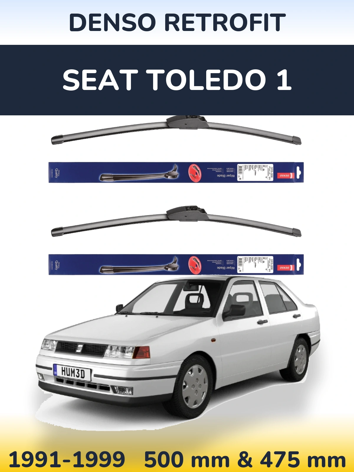 Sada předních stěračů Denso Retrofit 500 a 475 mm pro SEAT Toledo 1 1991-1999