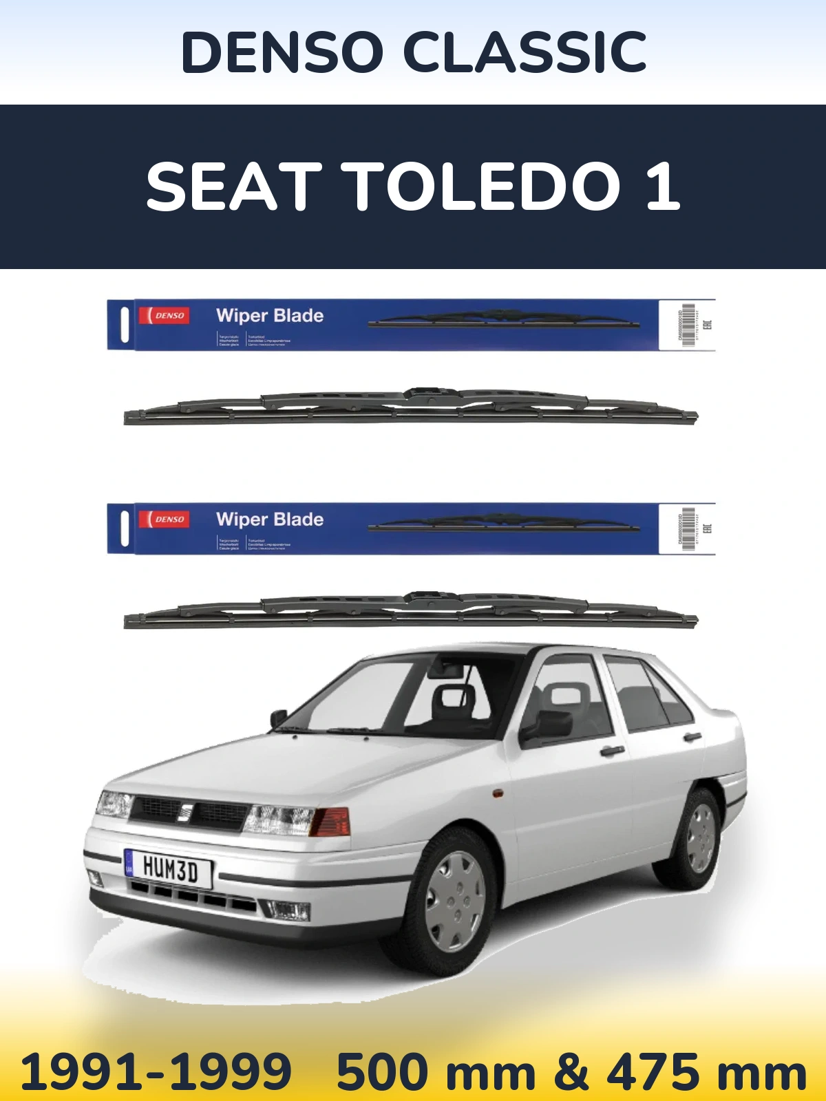 Sada předních stěračů Denso Classic 500 a 475 mm pro SEAT Toledo 1 1991-1999