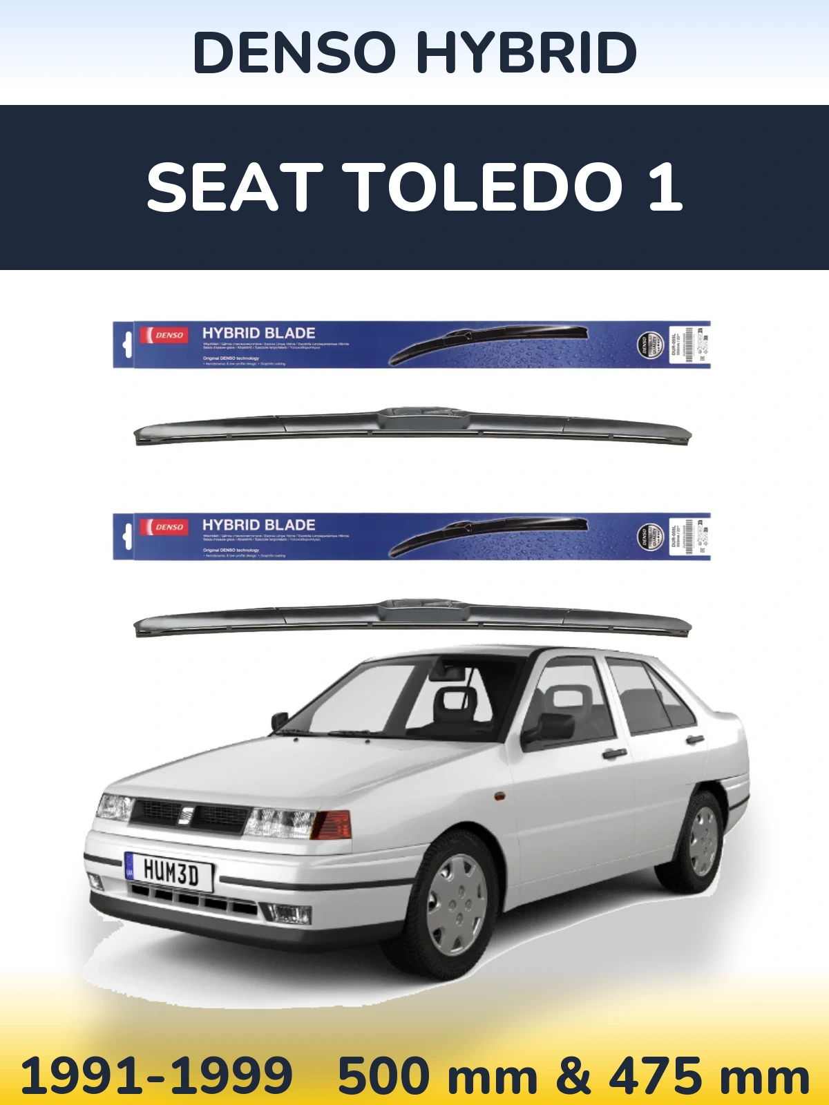 Sada předních stěračů Denso Hybrid 500 a 475 mm pro SEAT Toledo 1 1991-1999