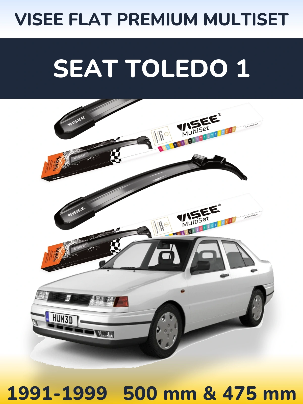 Sada předních stěračů VISEE FLAT PREMIUM MultiSet 500 a 475 mm pro SEAT Toledo 1 1991-1999