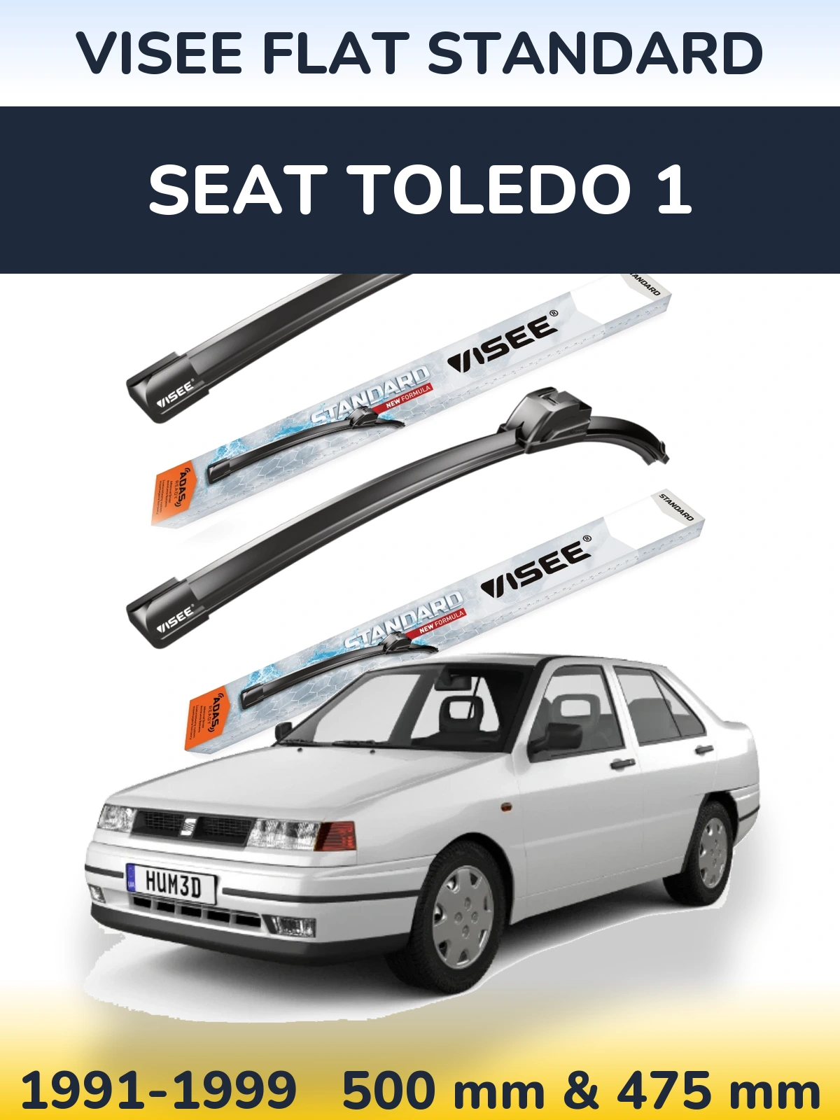 Sada předních stěračů VISEE FLAT STANDARD 500 a 475 mm pro SEAT Toledo 1 1991-1999