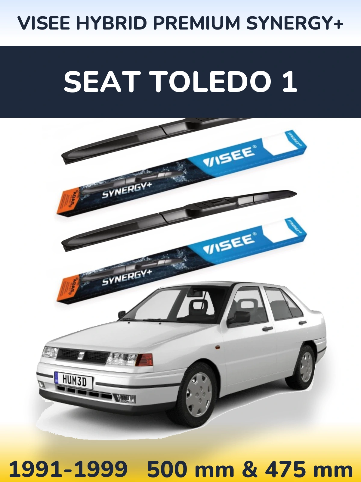 Sada předních stěračů VISEE HYBRID PREMIUM SYNERGY+ 500 a 475 mm pro SEAT Toledo 1 1991-1999