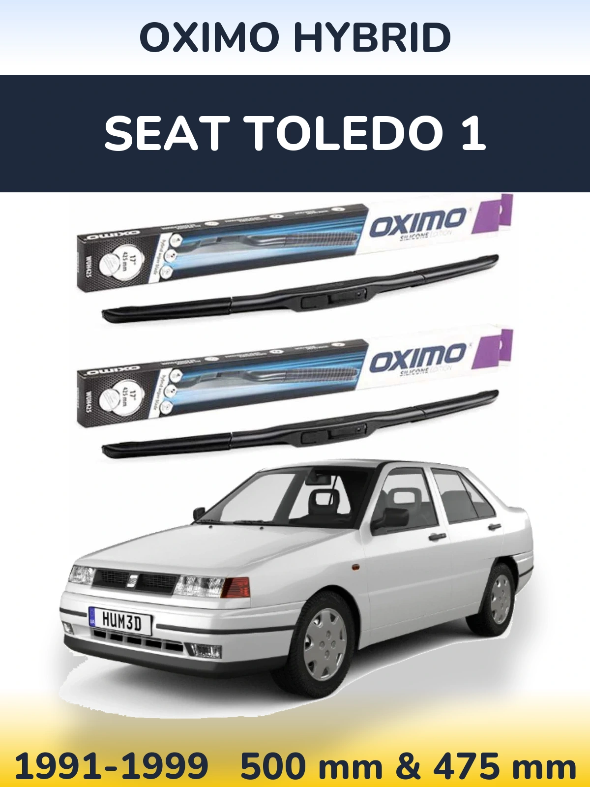 Sada předních stěračů Oximo Hybrid 500 a 475 mm pro SEAT Toledo 1 1991-1999