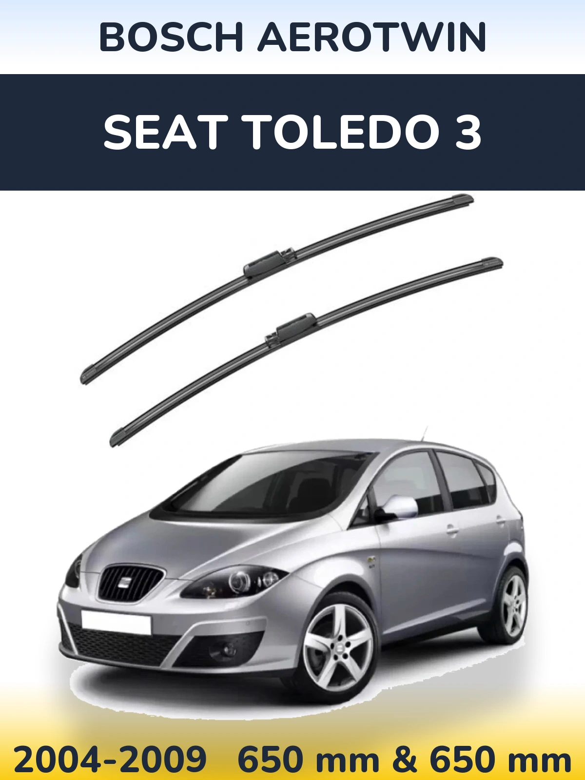 Sada předních stěračů BOSCH AeroTwin 650 a 650 mm pro SEAT Toledo 3 2004-2009