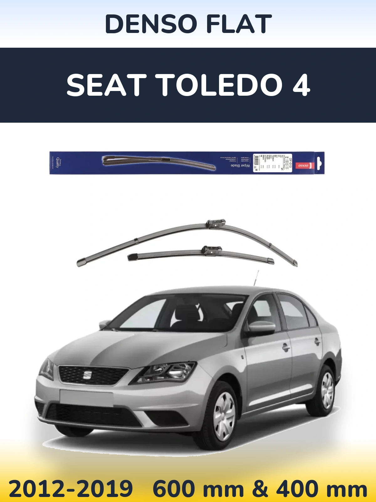 Sada předních stěračů Denso Flat 600 a 380 mm pro SEAT Toledo 4 2012-2019