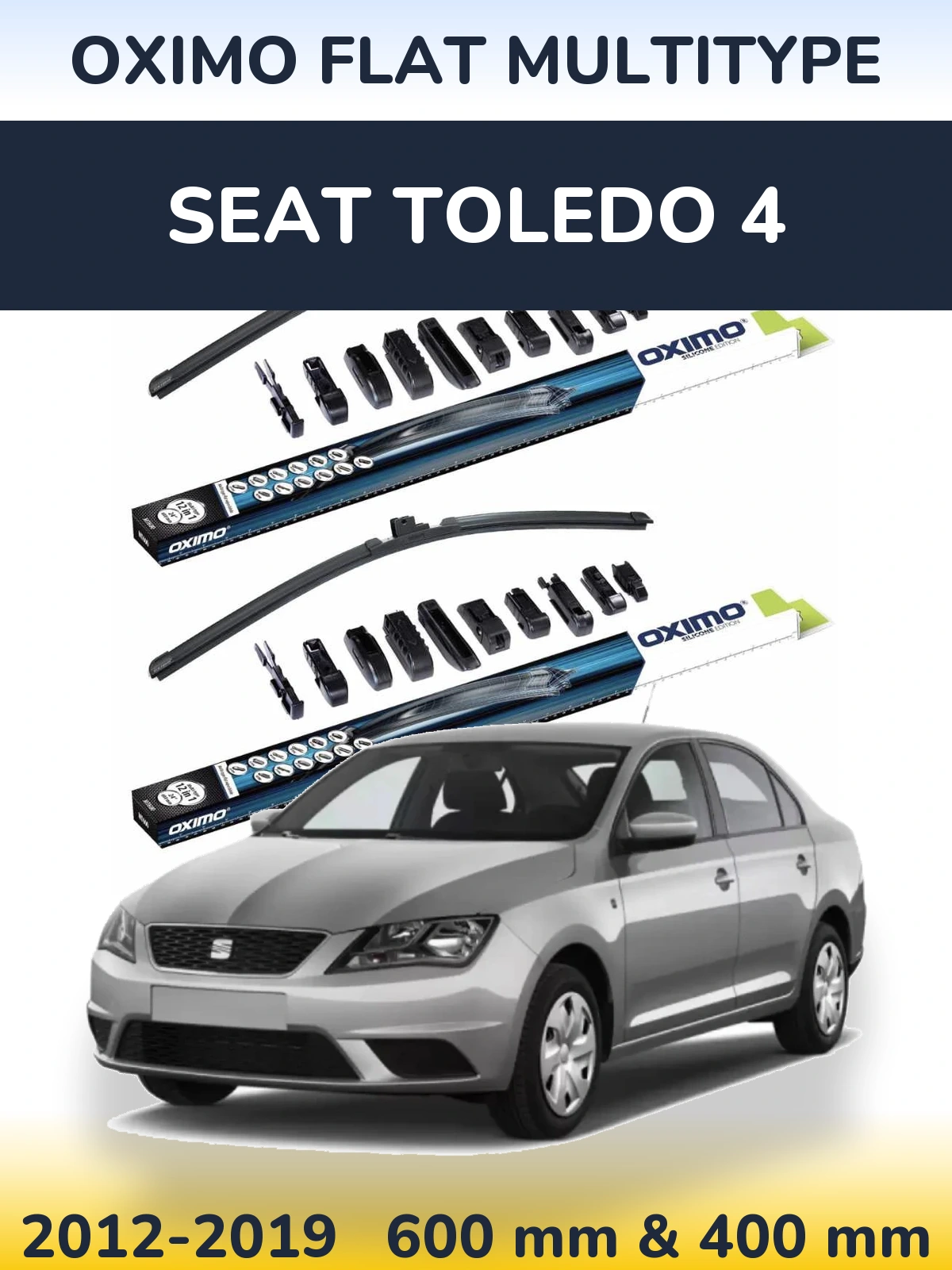Sada předních stěračů Oximo Flat MultiType 600 a 400 mm pro SEAT Toledo 4 2012-2019