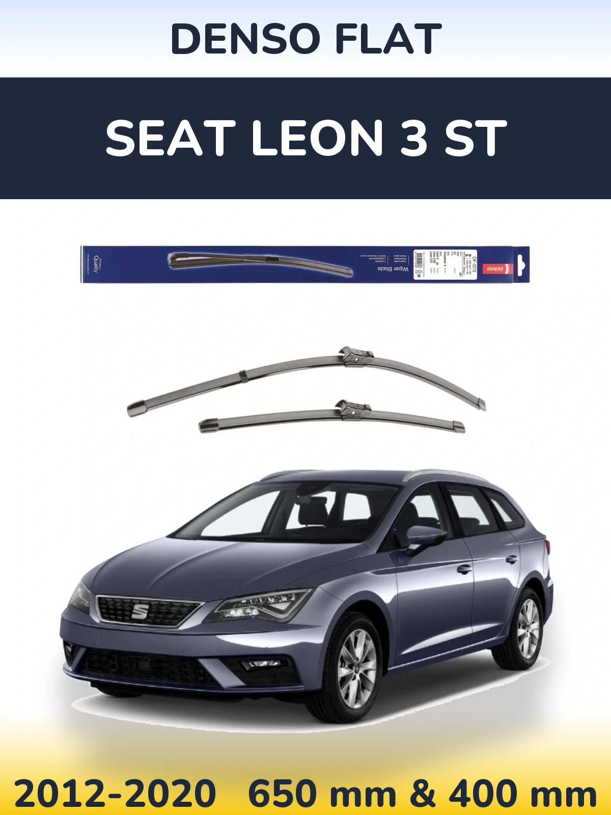 Sada předních stěračů Denso Flat 650 a 400 mm pro SEAT Leon 3 ST 2012-2020