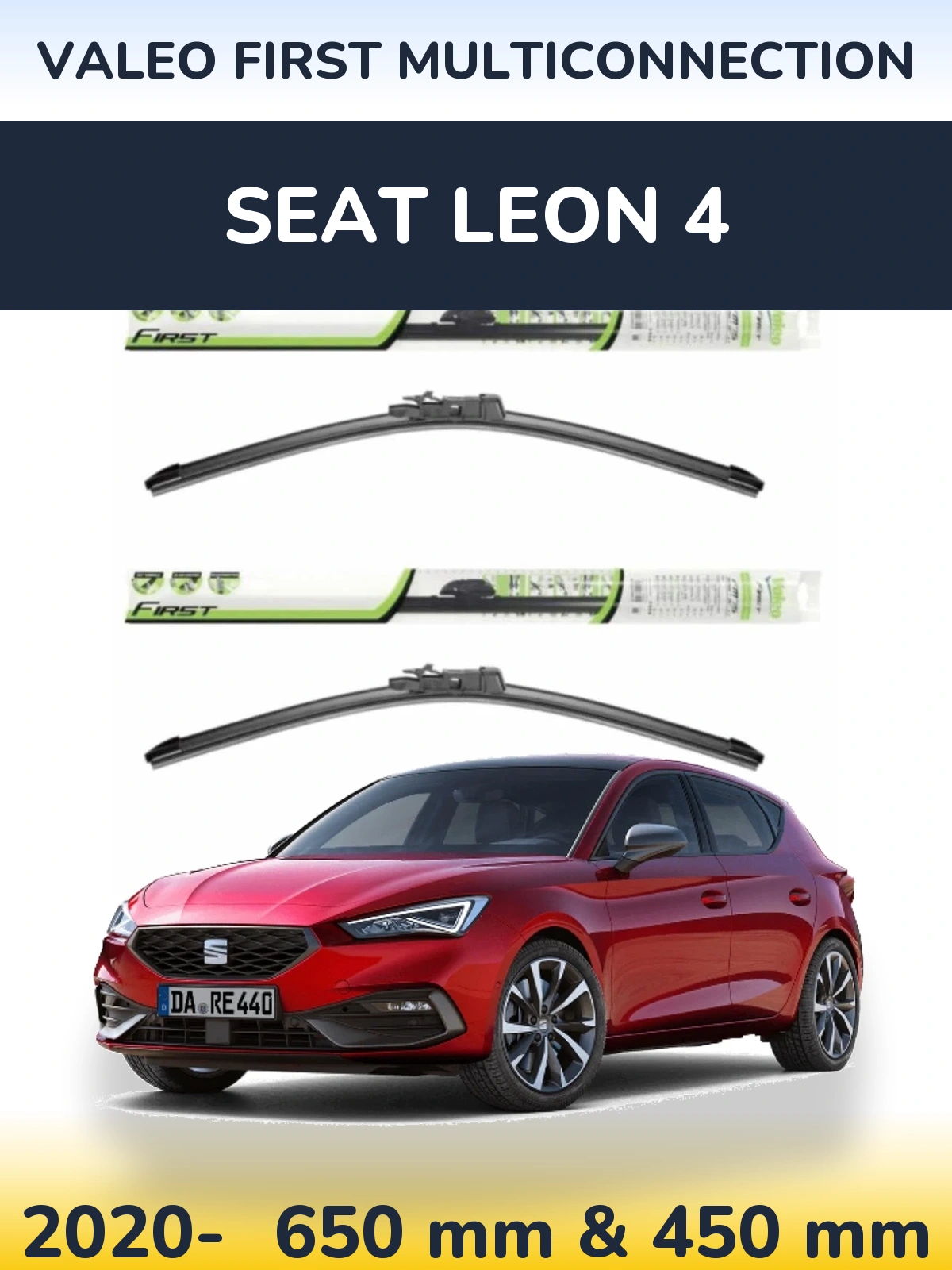 Sada předních stěračů Valeo First MultiConnection 650 a 450 mm pro SEAT Leon 4 2020-2026