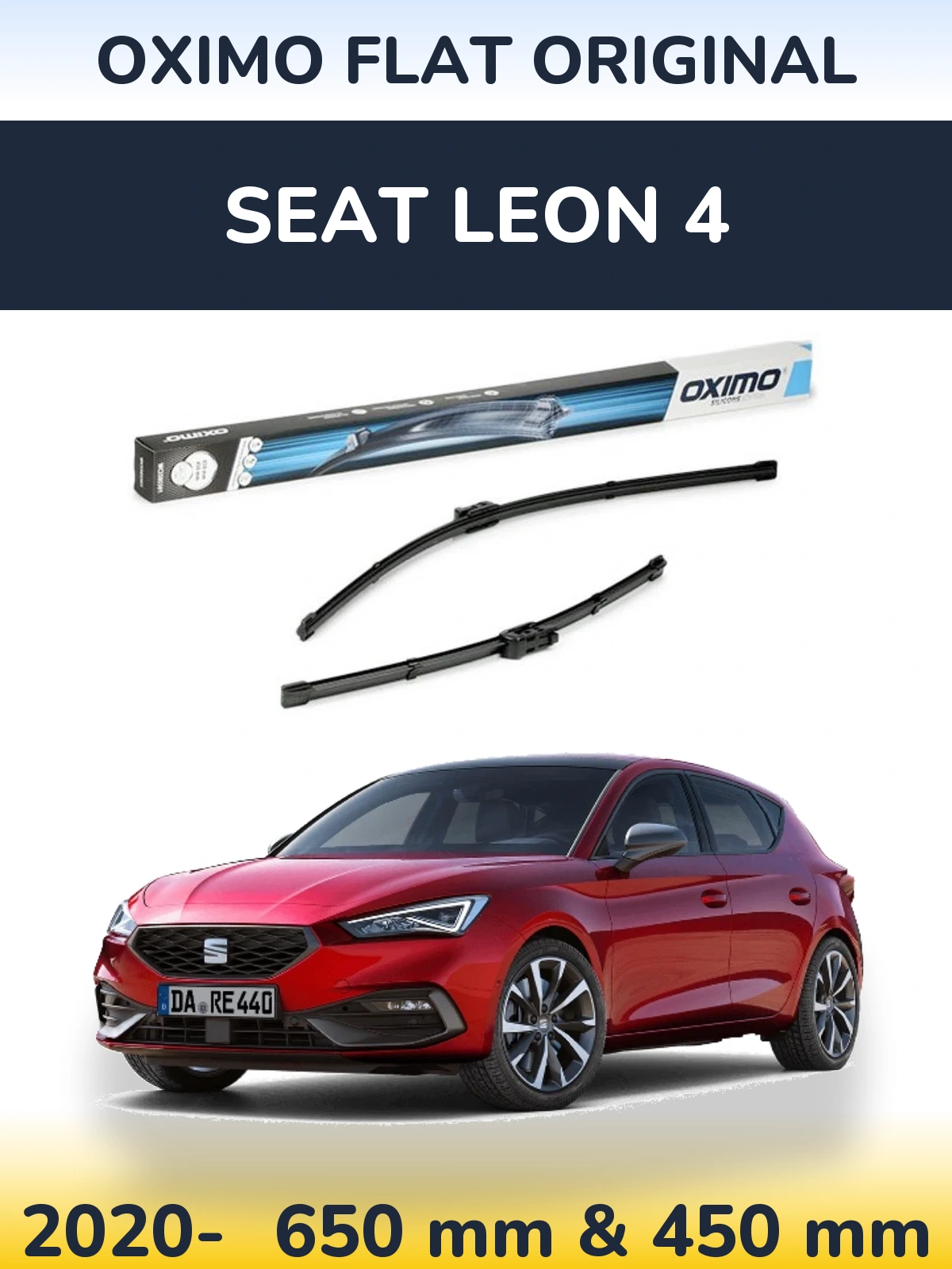 Sada předních stěračů Oximo Flat Original 650 a 450 mm pro SEAT Leon 4 2020-2026