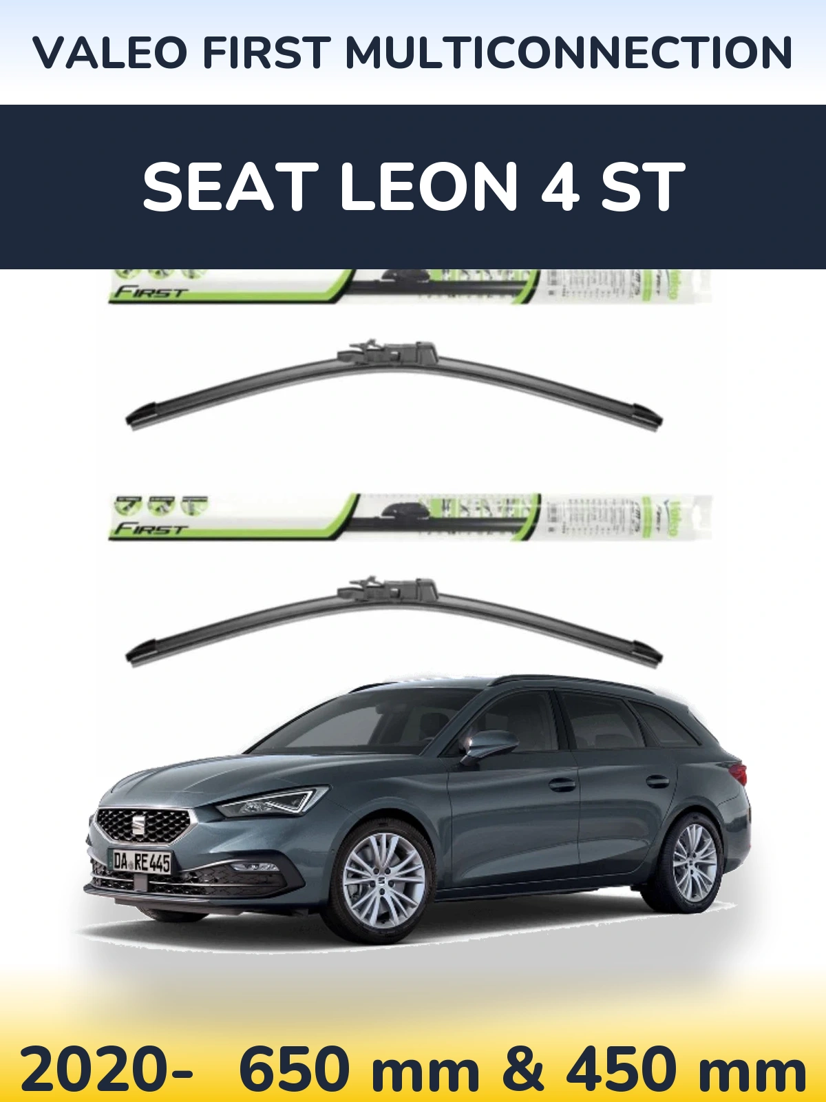 Sada předních stěračů Valeo First MultiConnection 650 a 450 mm pro SEAT Leon 4 ST 2020-2026