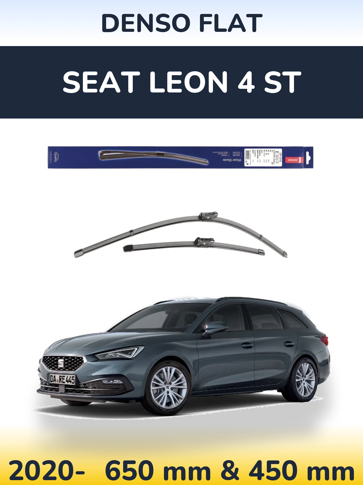 Sada předních stěračů Denso Flat 650 a 450 mm pro SEAT Leon 4 ST 2020-2026