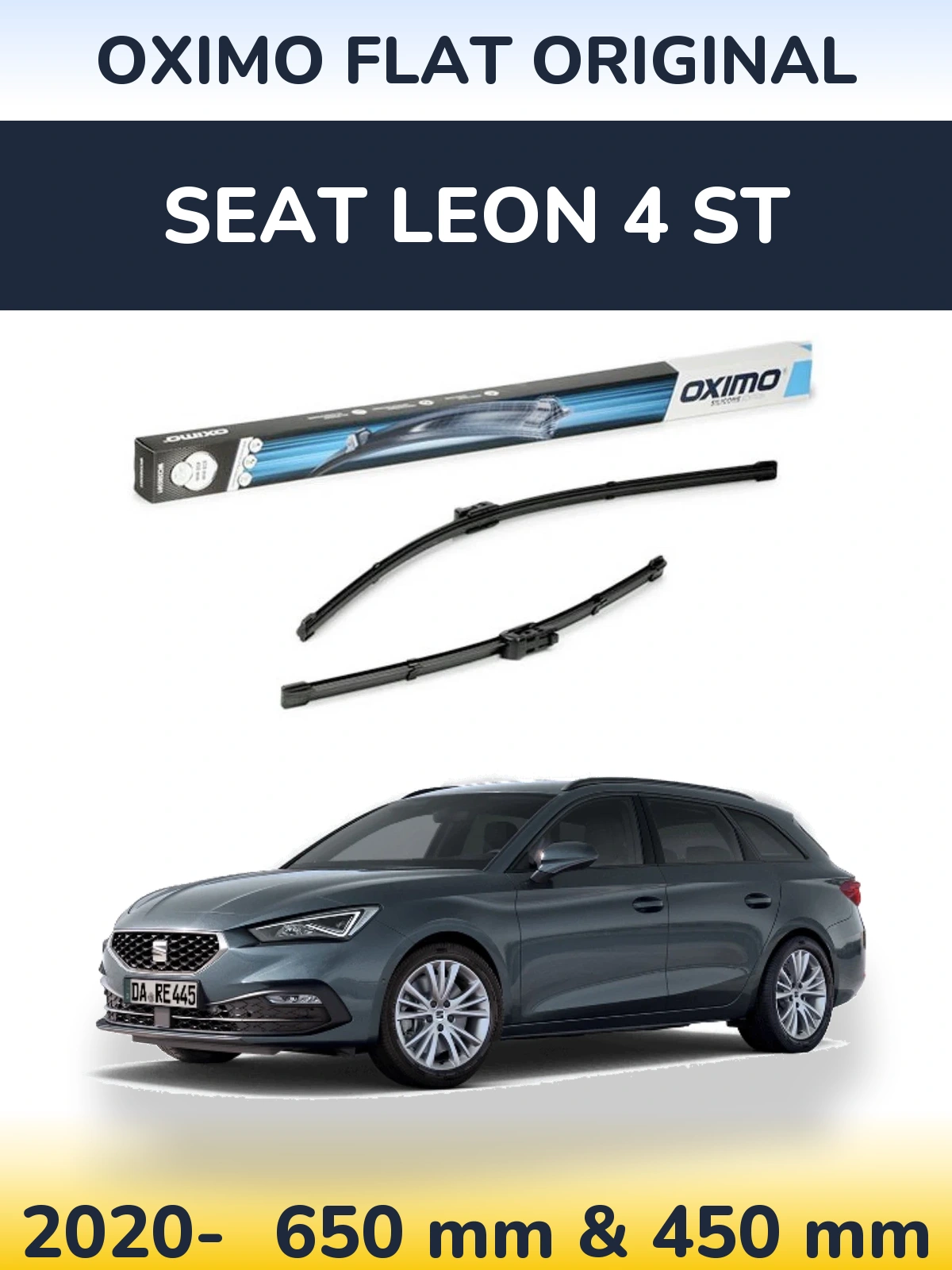 Sada předních stěračů Oximo Flat Original 650 a 450 mm pro SEAT Leon 4 ST 2020-2026
