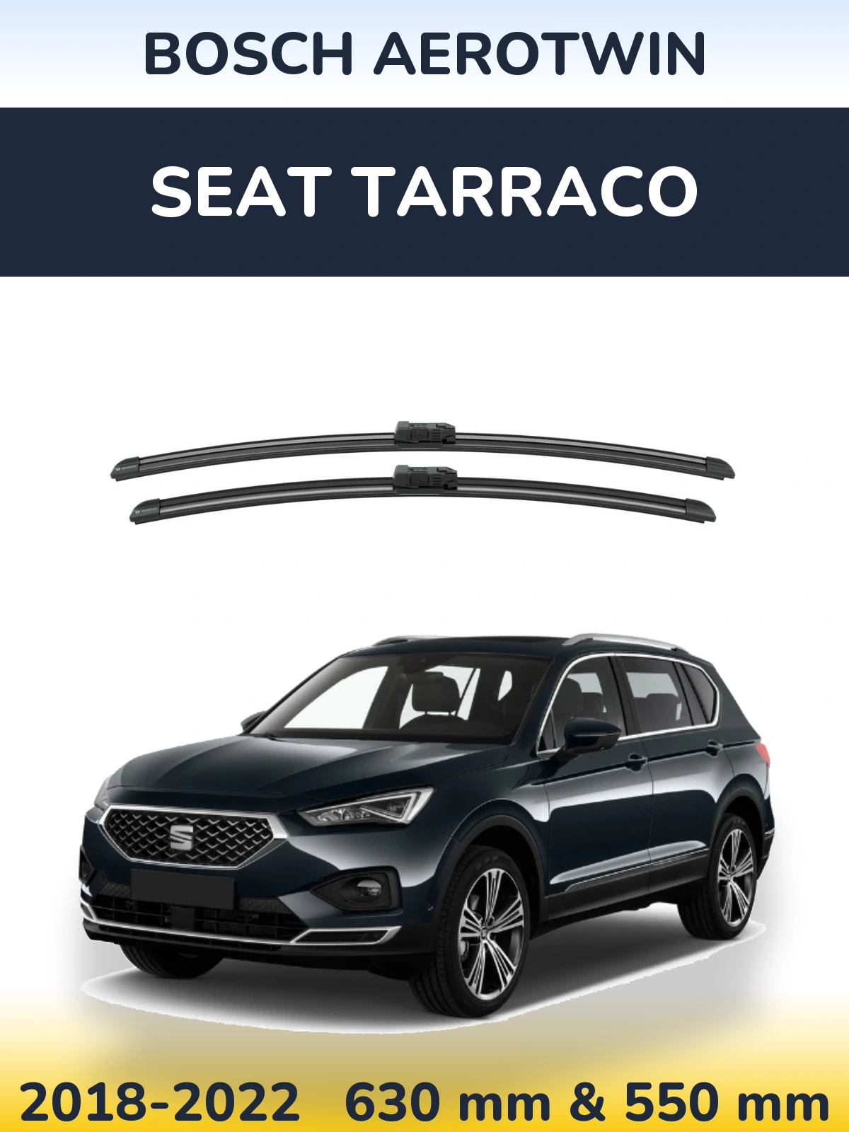 Sada předních stěračů BOSCH AeroTwin 625 a 550 mm pro SEAT Tarraco 2018-2022