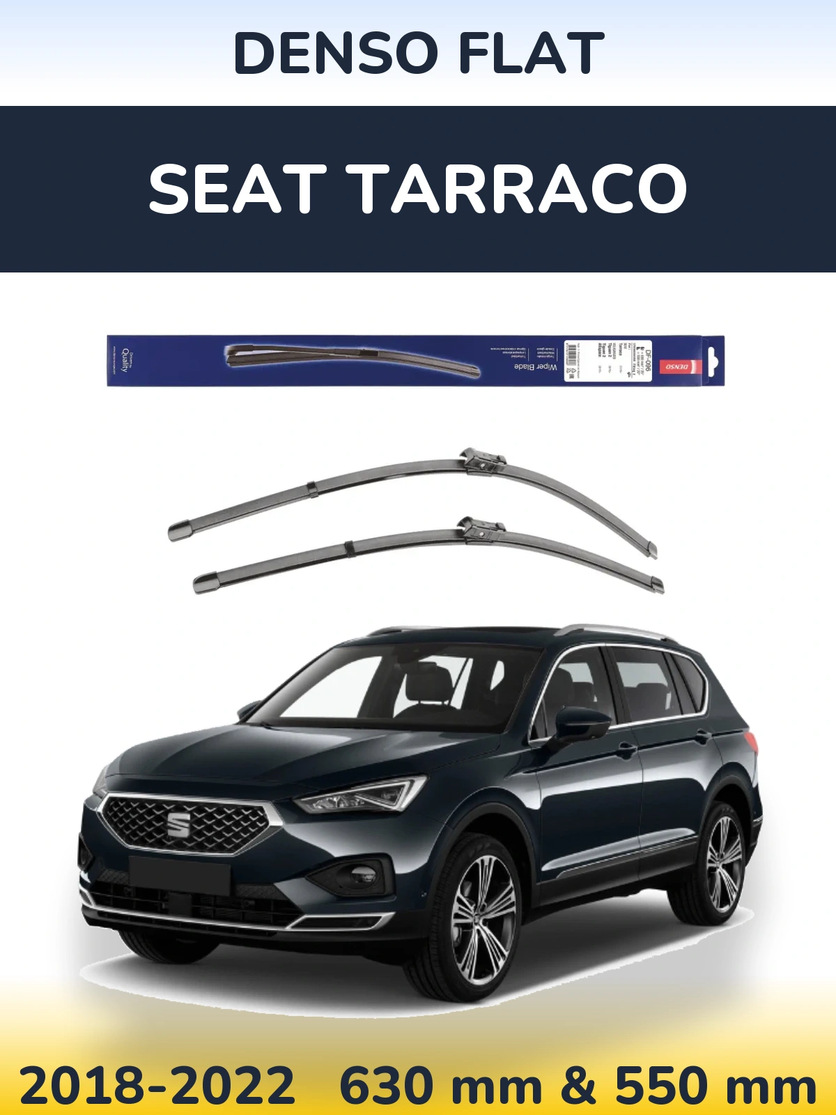 Sada předních stěračů Denso Flat 630 a 550 mm pro SEAT Tarraco 2018-2022