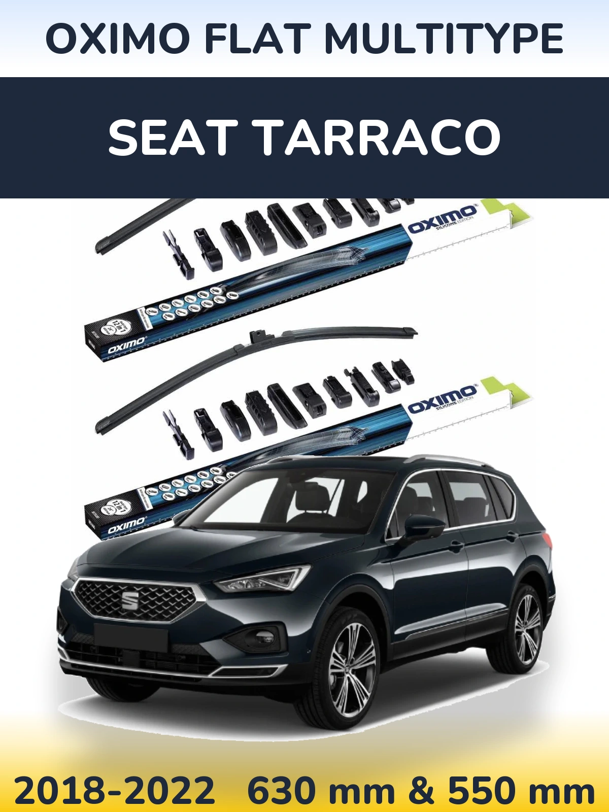 Sada předních stěračů Oximo Flat MultiType 600 a 550 mm pro SEAT Tarraco 2018-2022