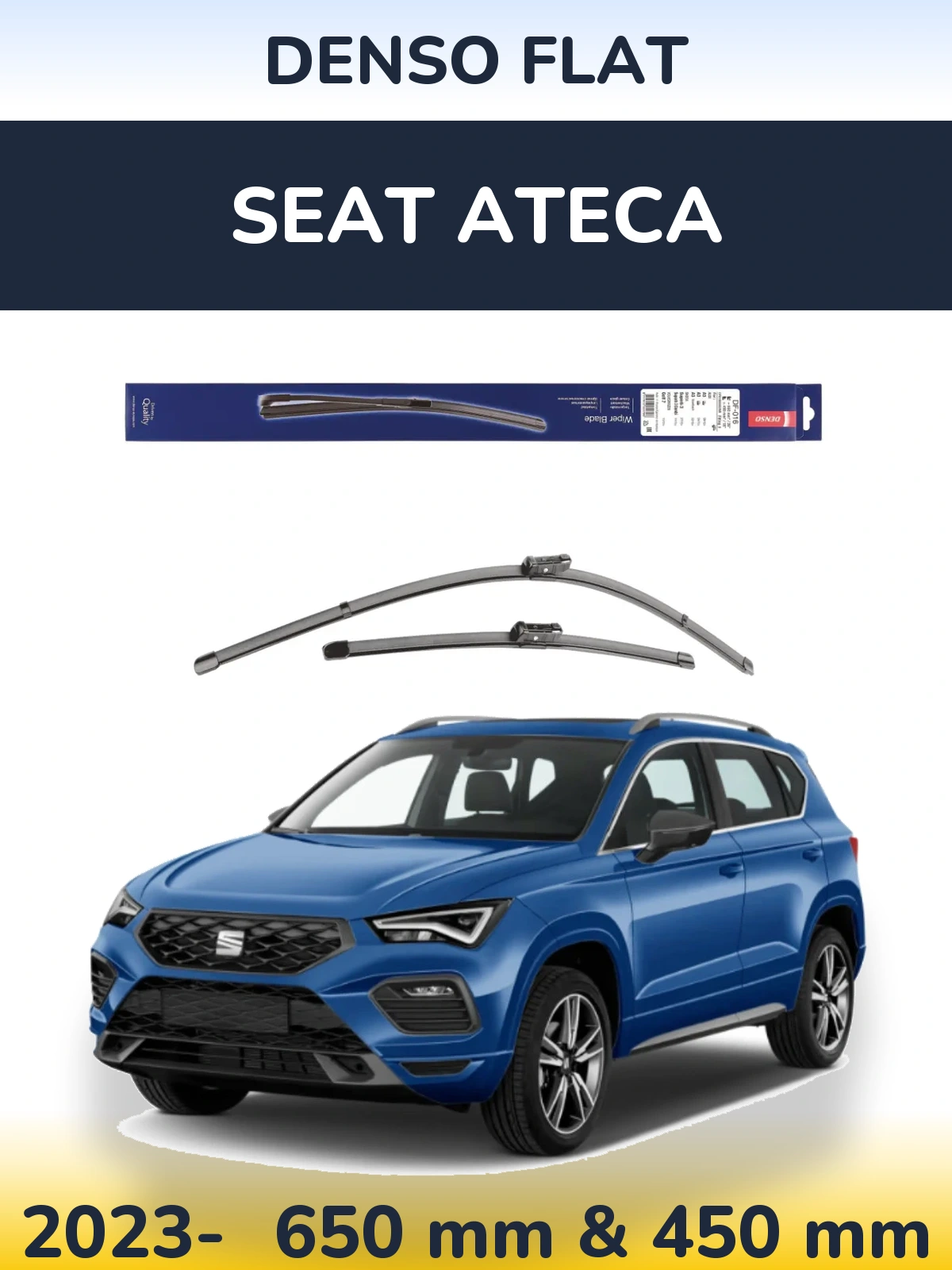 Sada předních stěračů Denso Flat 650 a 450 mm pro SEAT Ateca 2023-2026