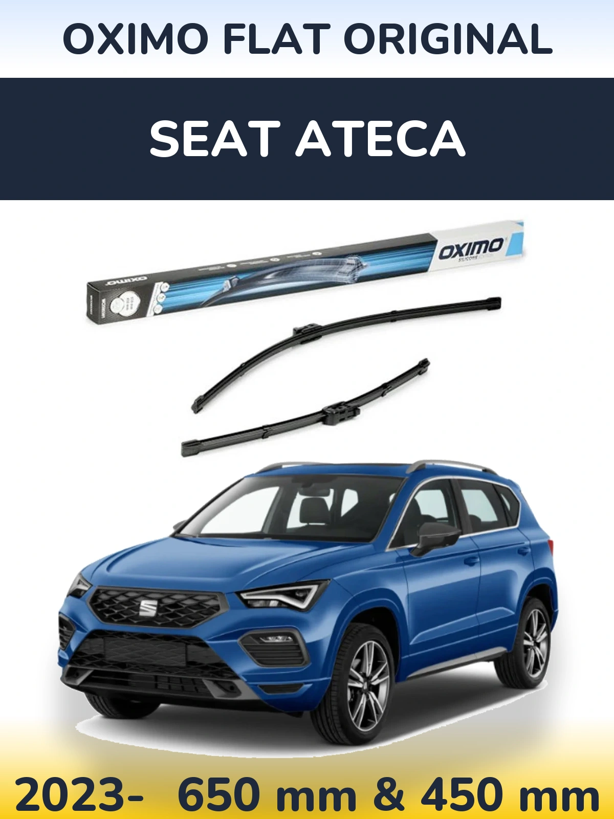 Sada předních stěračů Oximo Flat Original 650 a 450 mm pro SEAT Ateca 2023-2026
