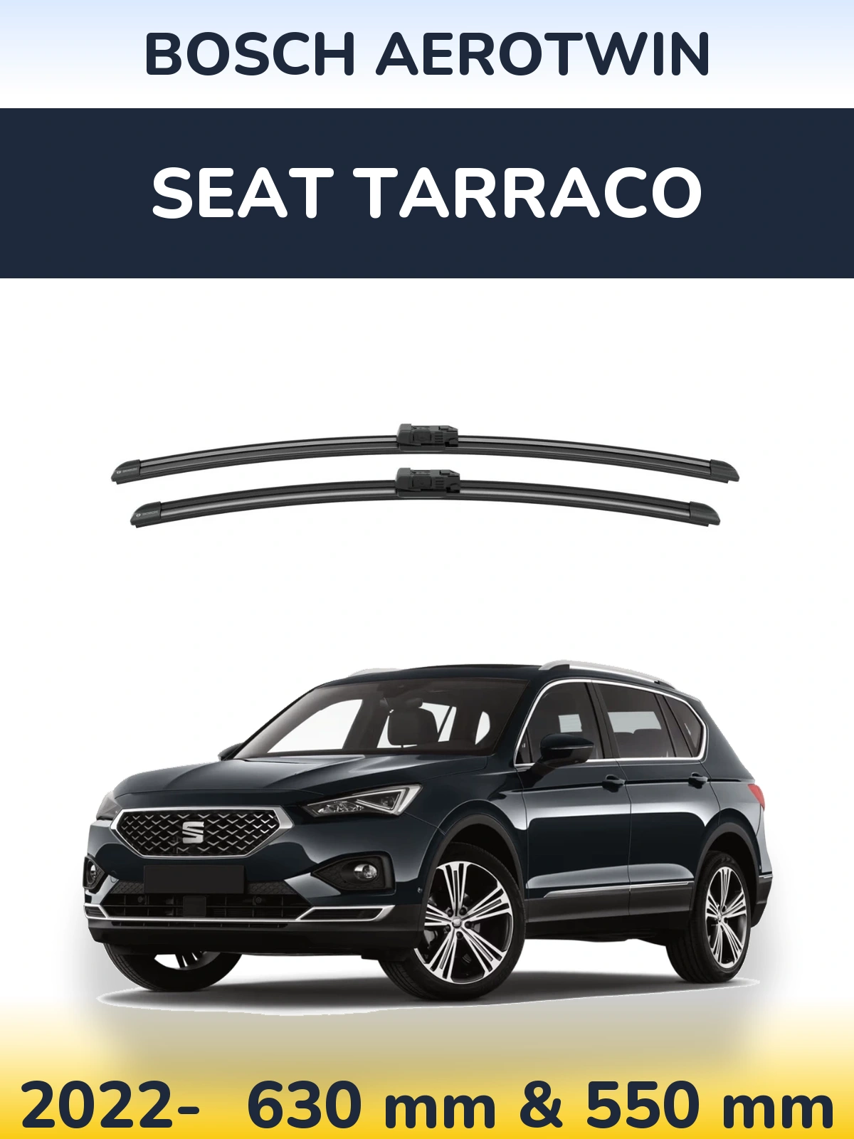 Sada předních stěračů BOSCH AeroTwin 625 a 550 mm pro SEAT Tarraco 2022-2026