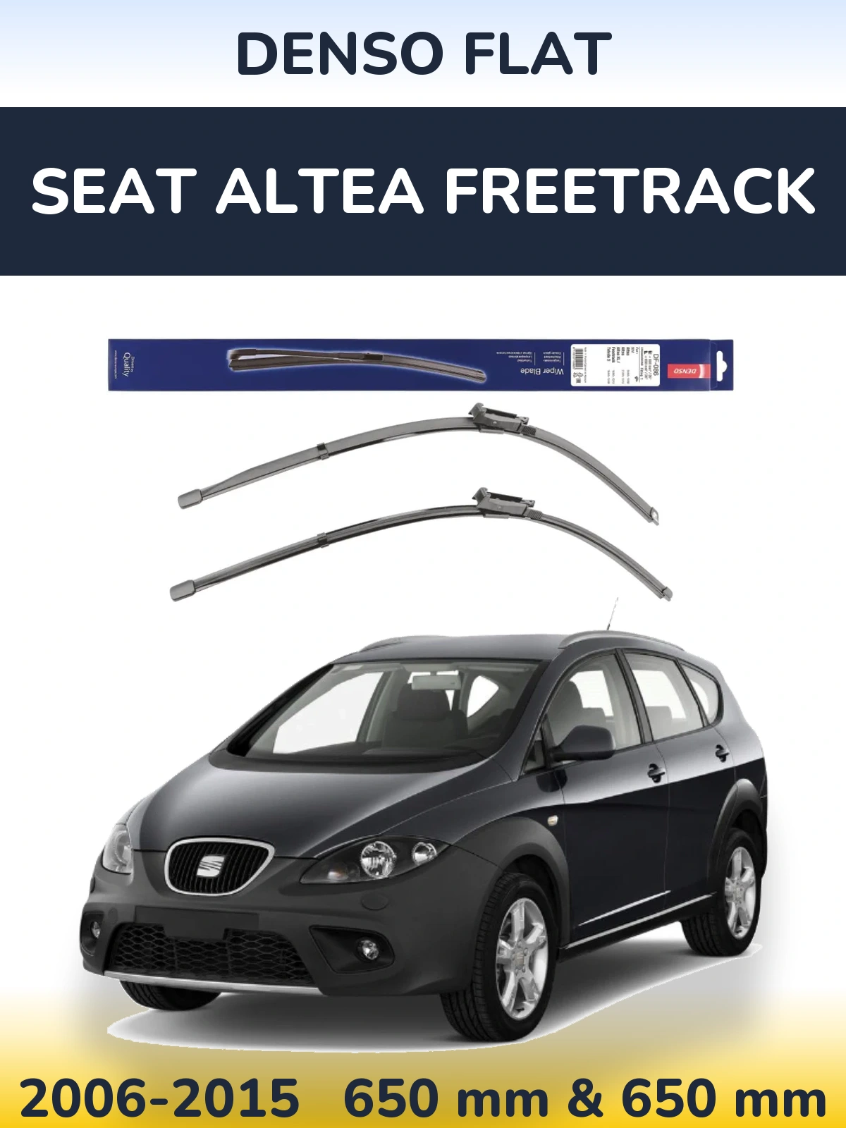 Sada předních stěračů Denso Flat 650 a 650 mm pro SEAT Altea Freetrack 2006-2015