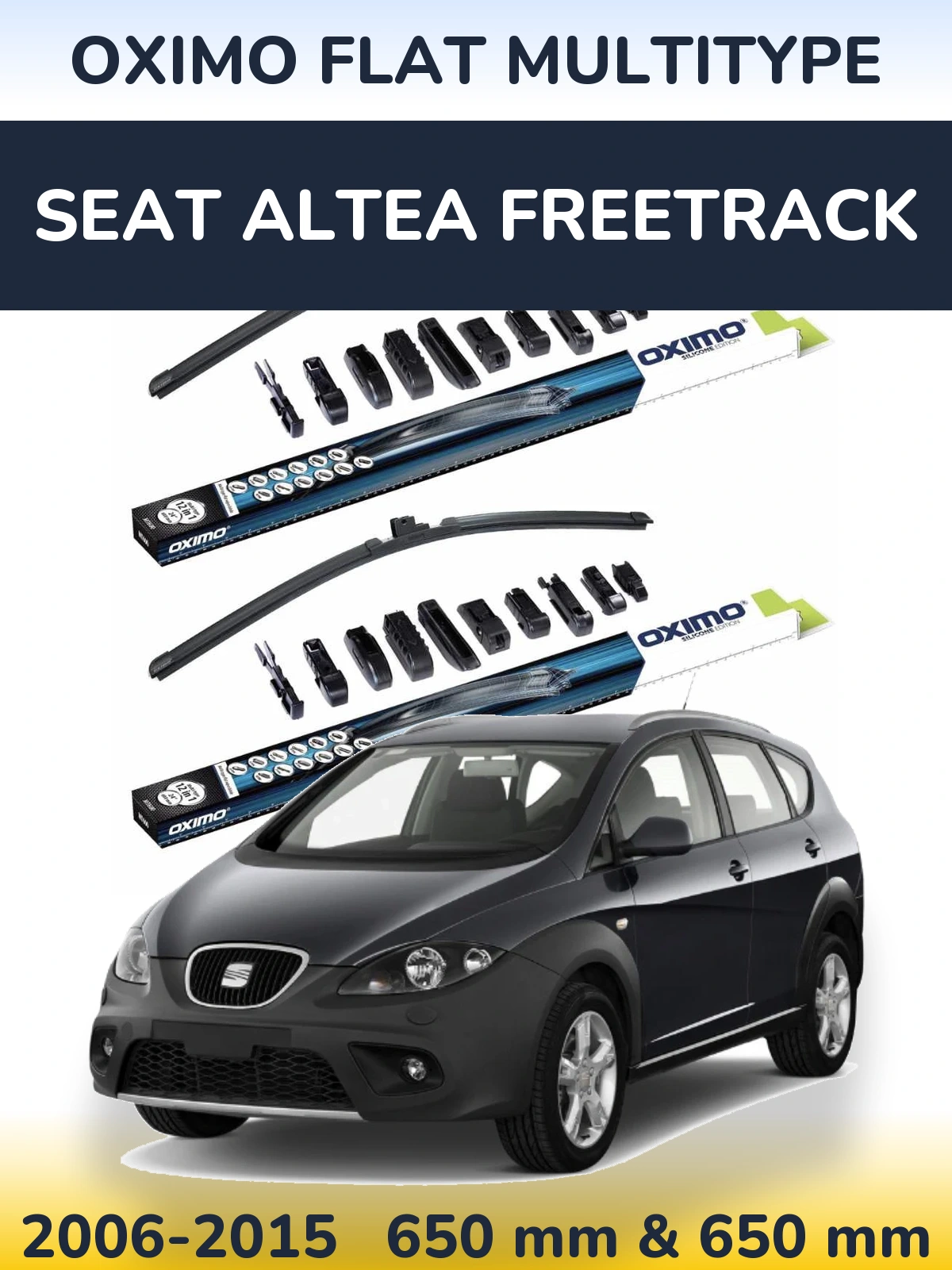 Sada předních stěračů Oximo Flat MultiType 650 a 650 mm pro SEAT Altea Freetrack 2006-2015