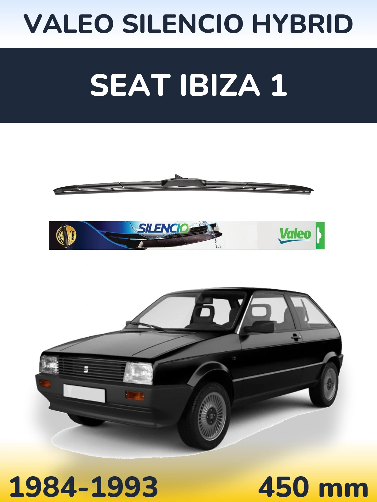 Přední stěrač Valeo Silencio Hybrid 450 mm pro SEAT Ibiza 1 1984-1993