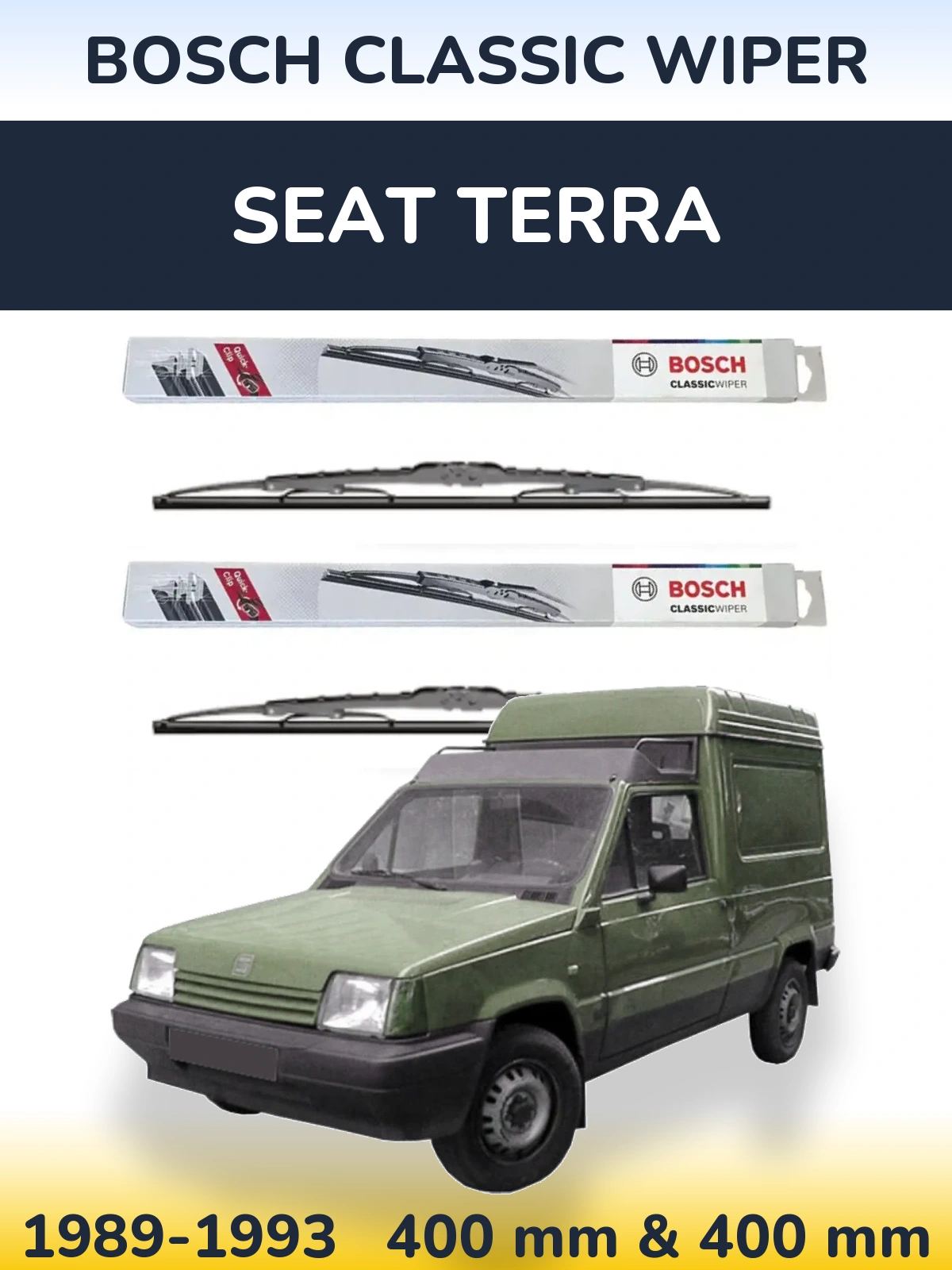 Sada předních stěračů BOSCH Classic Wiper 400 a 400 mm pro SEAT Terra 1989-1993
