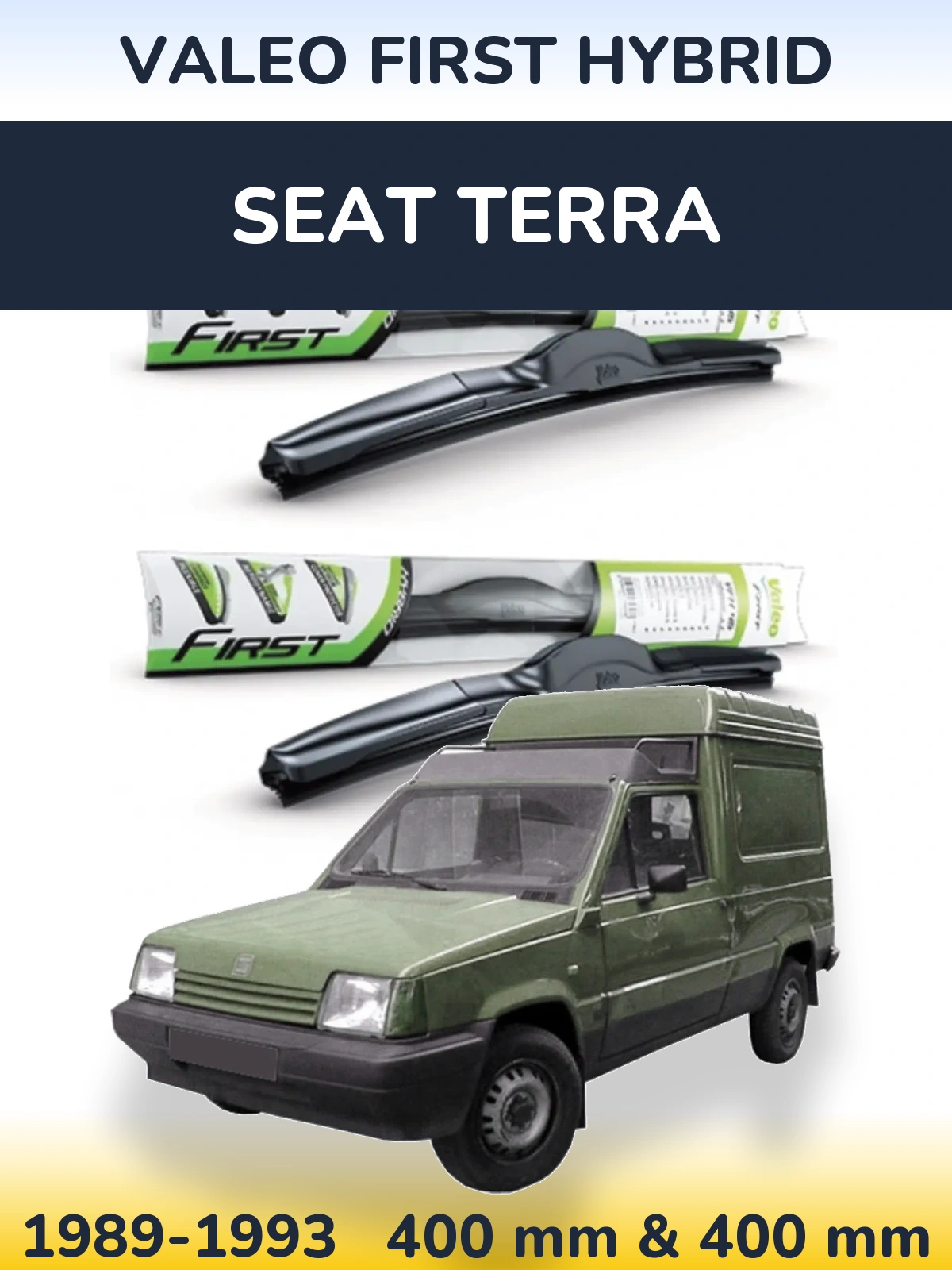 Sada předních stěračů Valeo First Hybrid 400 a 400 mm pro SEAT Terra 1989-1993