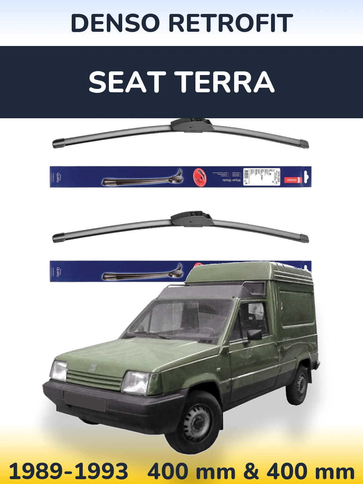 Sada předních stěračů Denso Retrofit 400 a 400 mm pro SEAT Terra 1989-1993