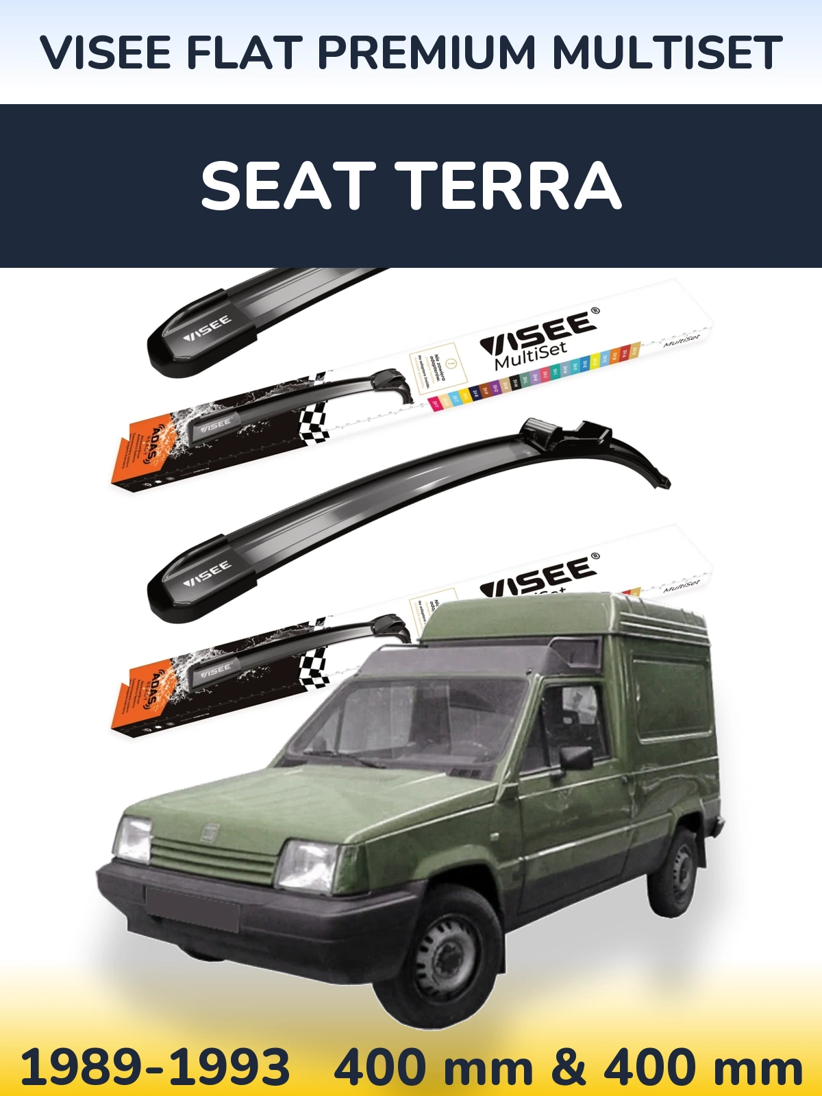 Sada předních stěračů VISEE FLAT PREMIUM MultiSet 400 a 400 mm pro SEAT Terra 1989-1993
