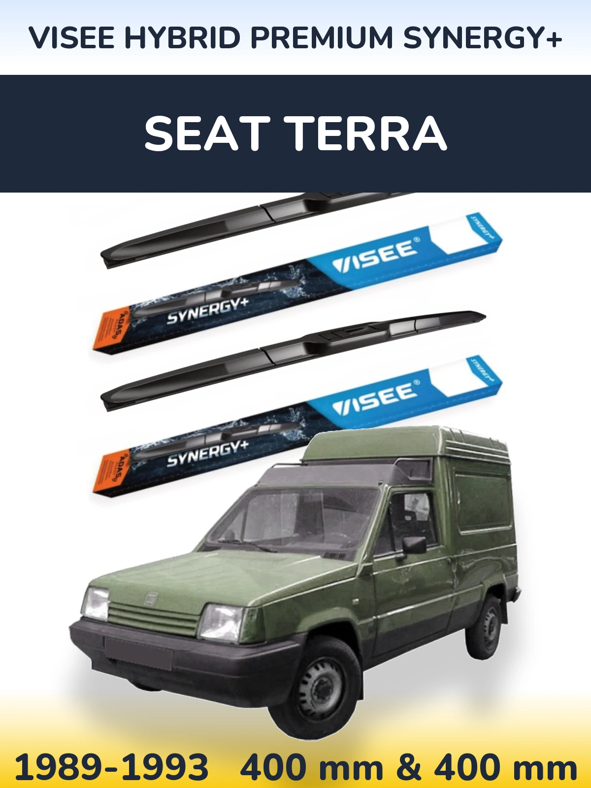 Sada předních stěračů VISEE HYBRID PREMIUM SYNERGY+ 400 a 400 mm pro SEAT Terra 1989-1993