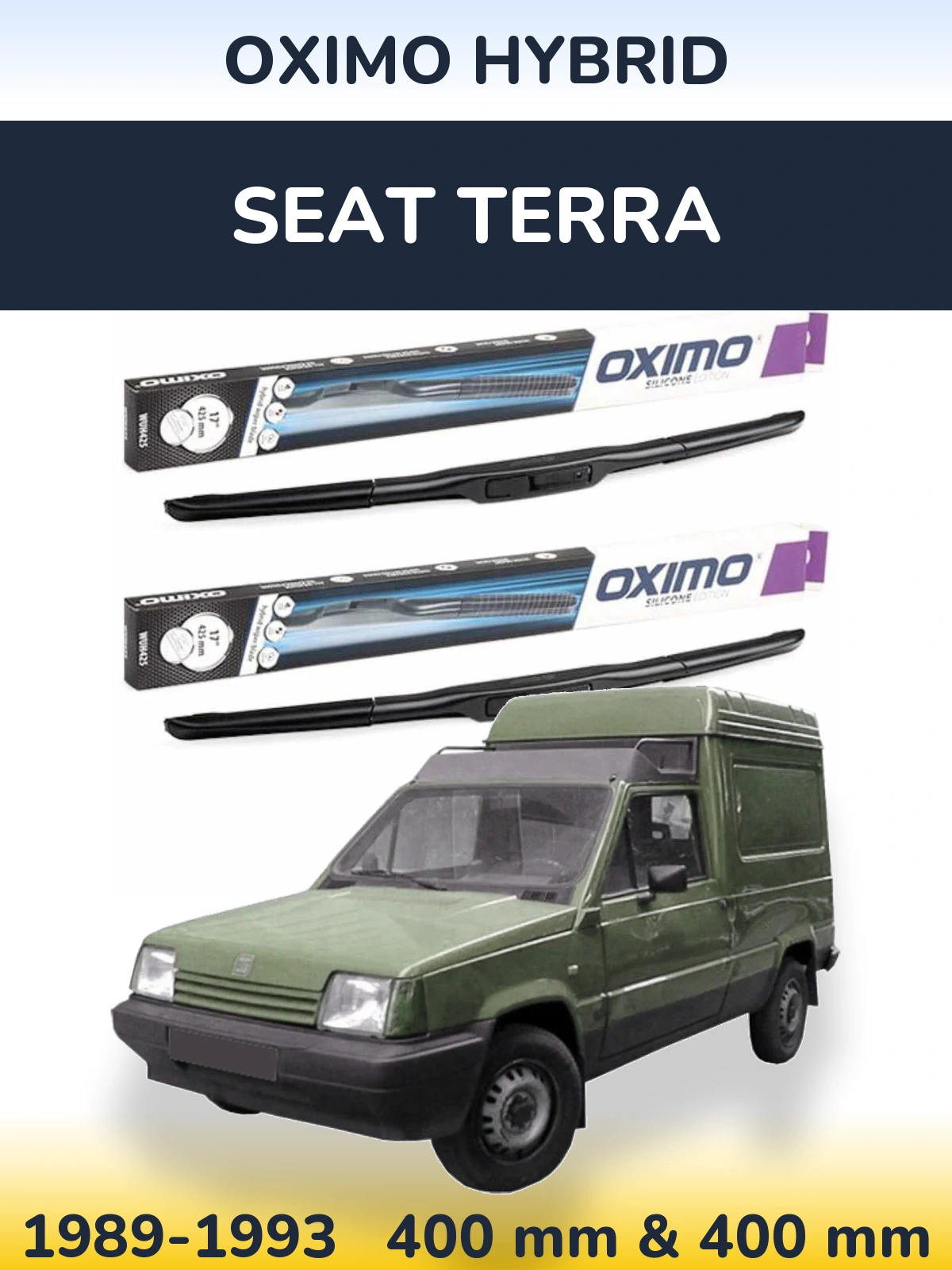 Sada předních stěračů Oximo Hybrid 400 a 400 mm pro SEAT Terra 1989-1993