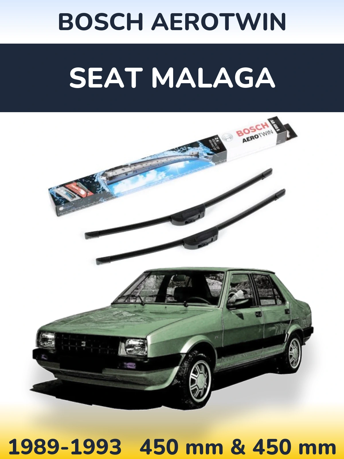 Sada předních stěračů BOSCH AeroTwin 450 a 450 mm pro SEAT Malaga 1989-1993