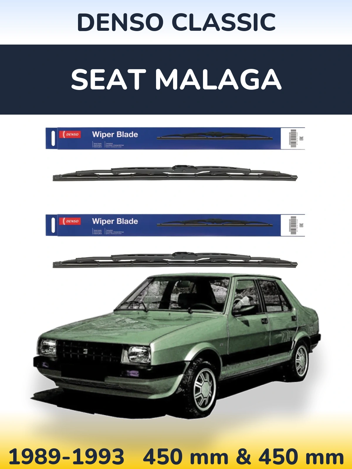 Sada předních stěračů Denso Classic 450 a 450 mm pro SEAT Malaga 1989-1993