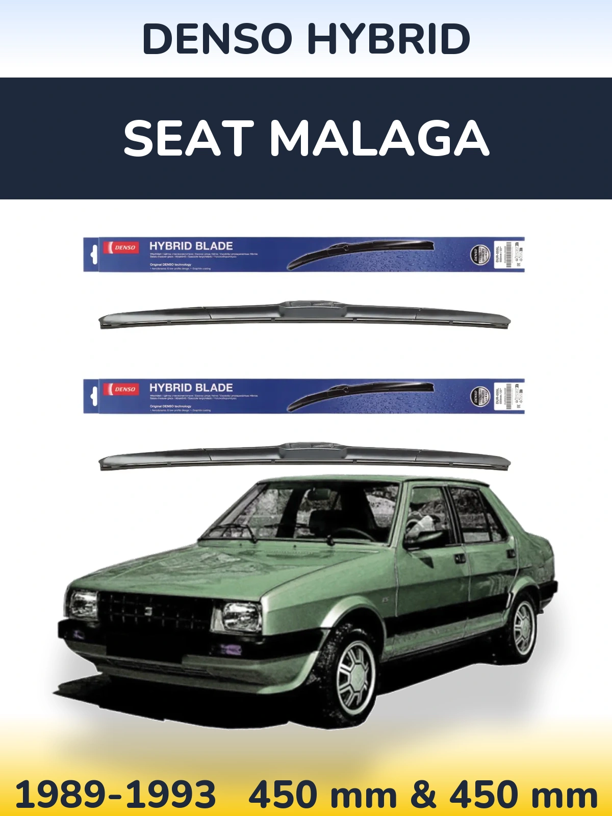 Sada předních stěračů Denso Hybrid 450 a 450 mm pro SEAT Malaga 1989-1993