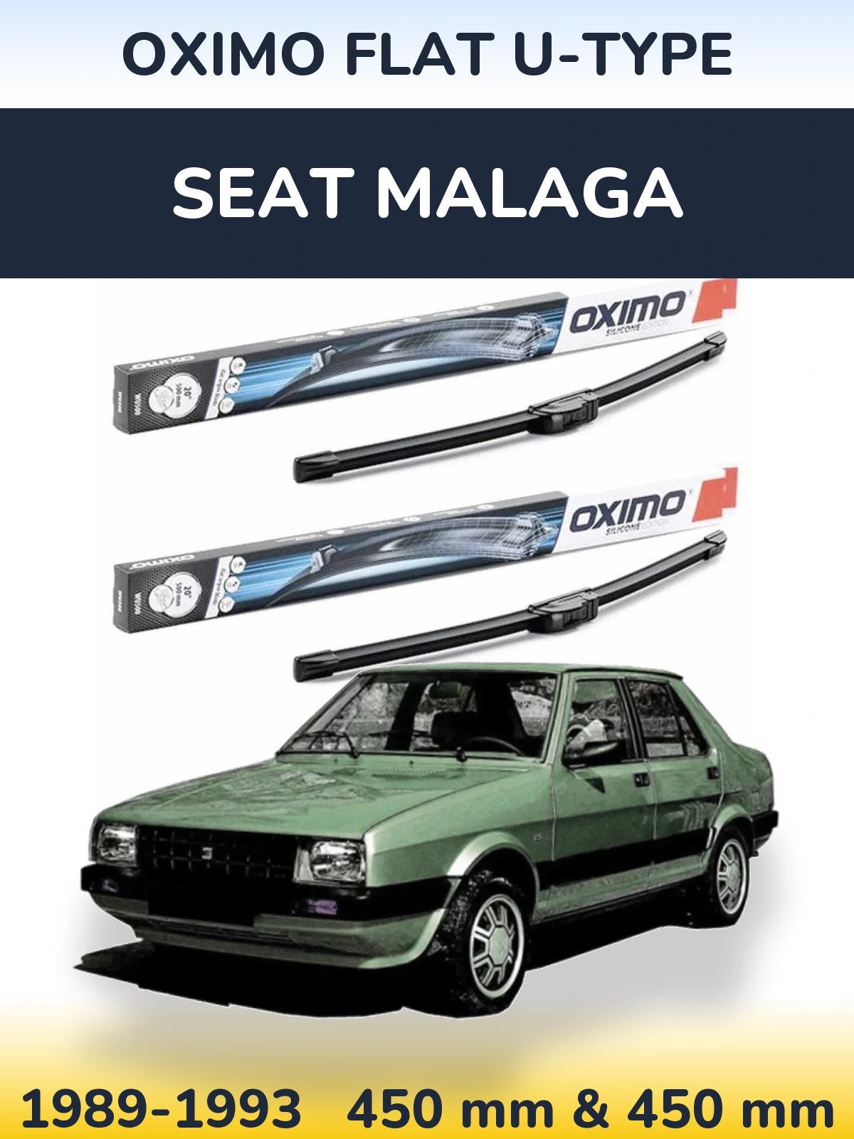 Sada předních stěračů Oximo Flat U-type 450 a 450 mm pro SEAT Malaga 1989-1993