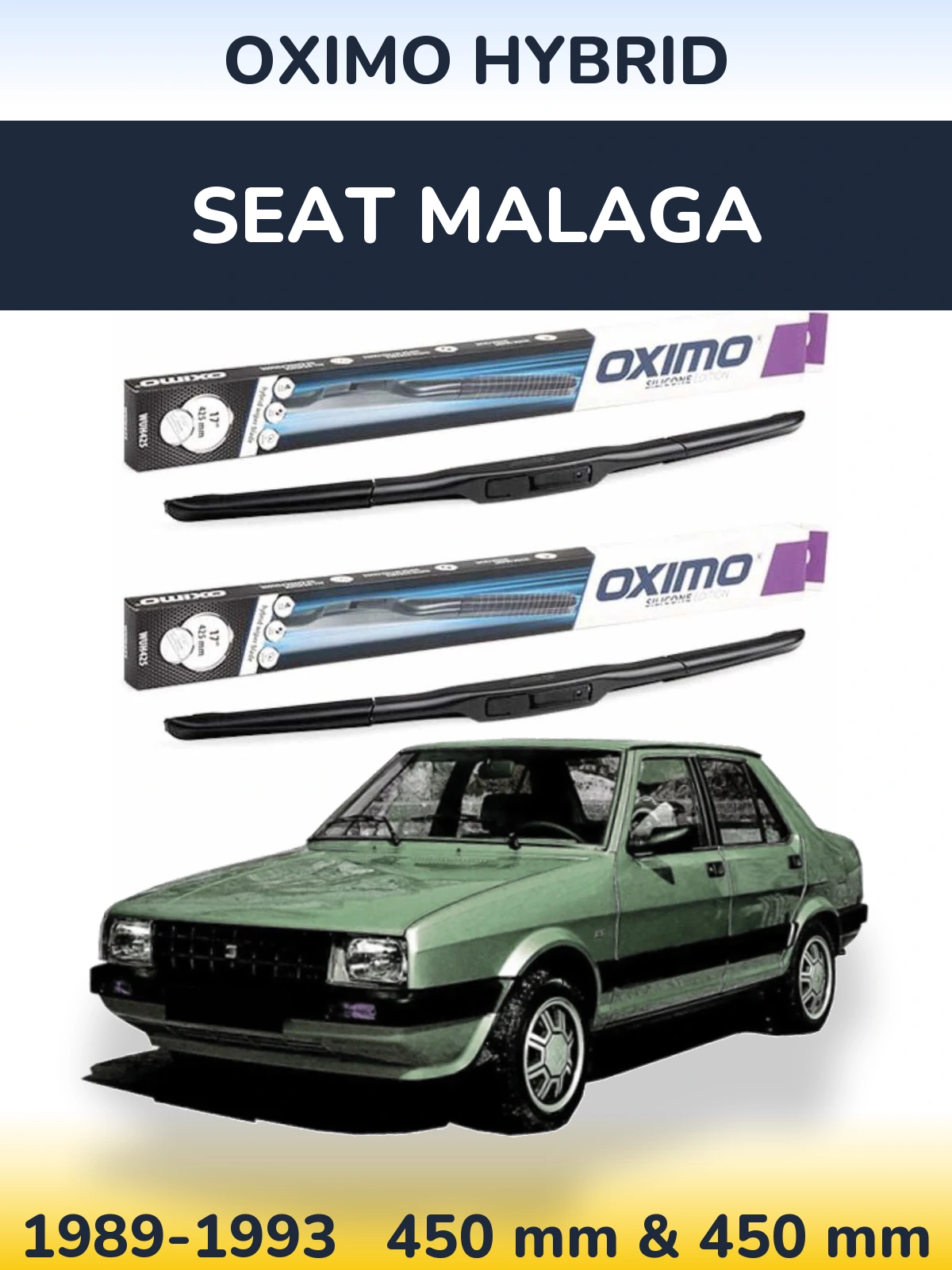 Sada předních stěračů Oximo Hybrid 450 a 450 mm pro SEAT Malaga 1989-1993