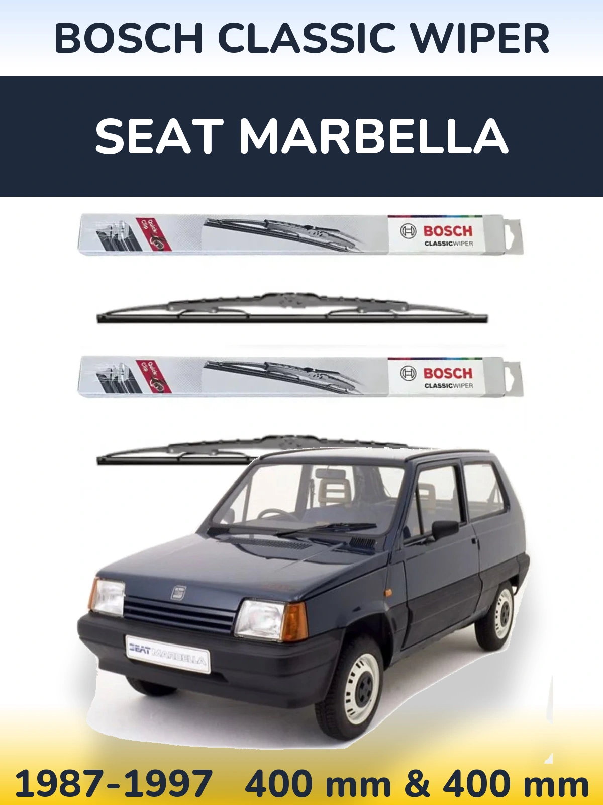 Sada předních stěračů BOSCH Classic Wiper 400 a 400 mm pro SEAT Marbella 1987-1997