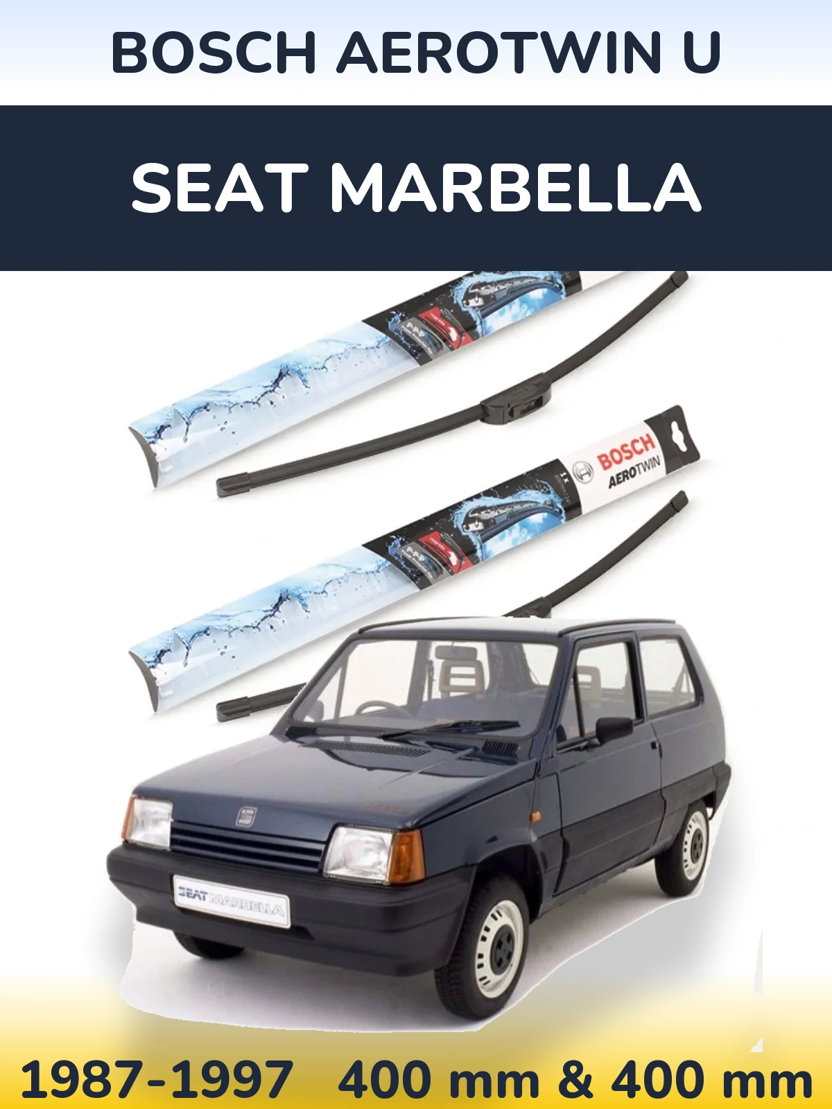 Комплект передніх щіток BOSCH AeroTwin U 400 & 400 мм для SEAT Marbella 1987-1997