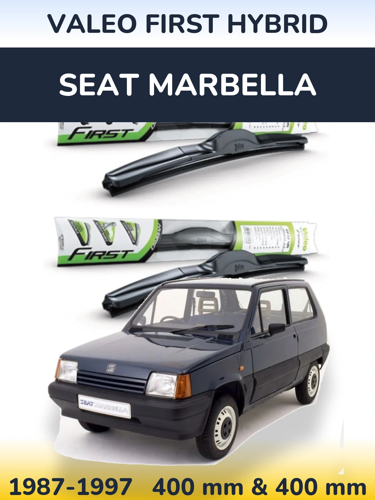 Sada předních stěračů Valeo First Hybrid 400 a 400 mm pro SEAT Marbella 1987-1997