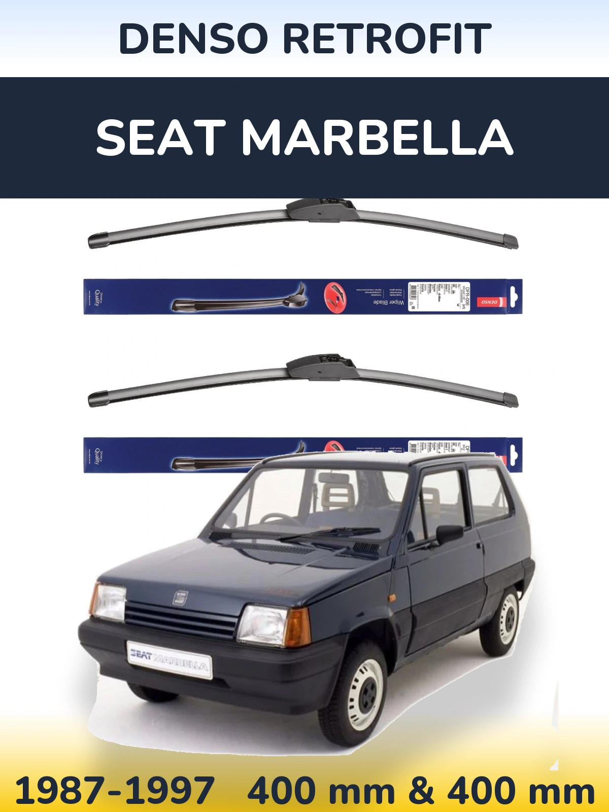 Sada předních stěračů Denso Retrofit 400 a 400 mm pro SEAT Marbella 1987-1997