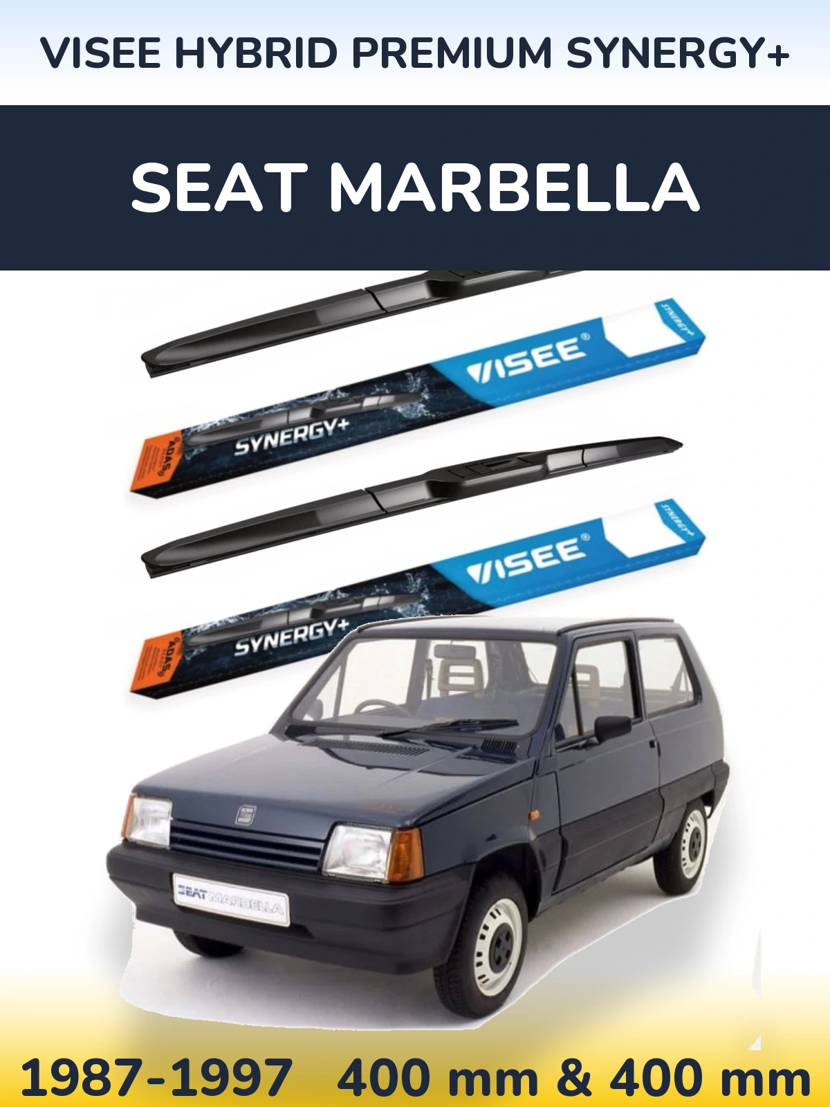 Комплект передніх щіток VISEE HYBRID PREMIUM SYNERGY+ 400 & 400 мм для SEAT Marbella 1987-1997